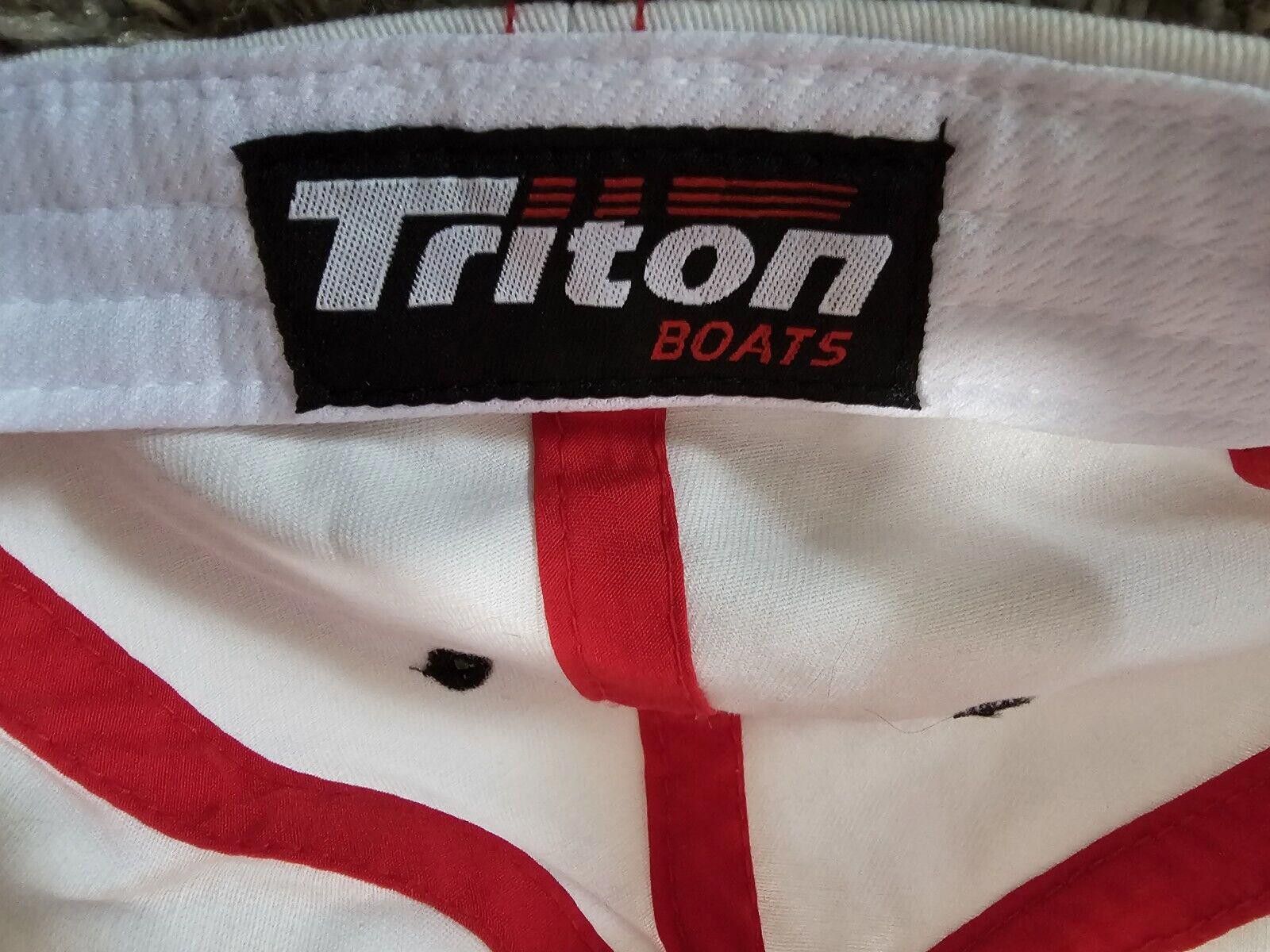 Designer Triton Boats White Fishing Angler Hat - OSFA Red Stitch Size ONE SIZE - 8 Thumbnail