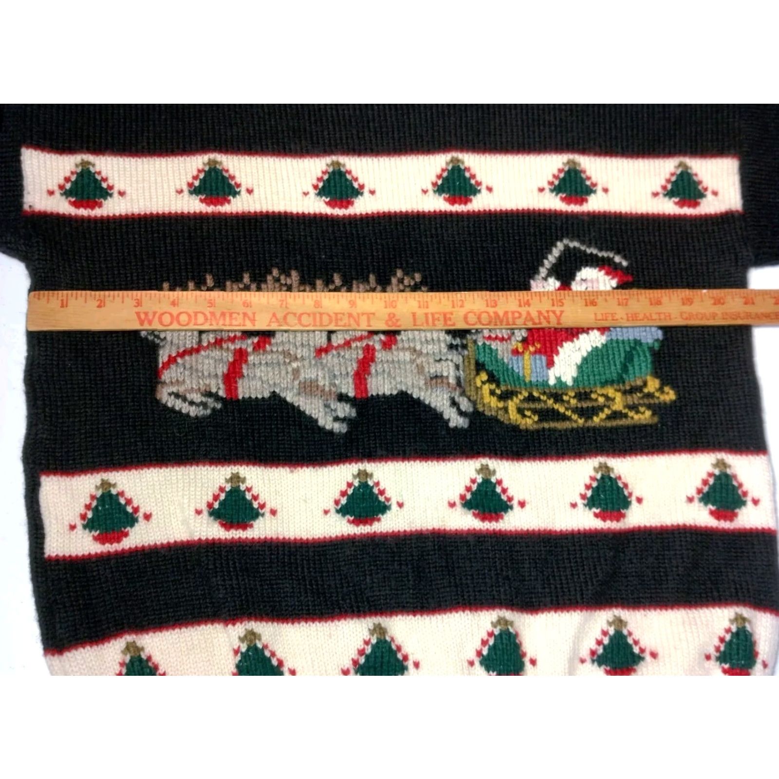 Vintage South Wool Sweater Shirt M Women Black Christmas Santa Reindeer Hand Loomed Wool Pullover Crew Neck Long Sleeve Casual Party/Cocktail Winter Regular Size M / US 6-8 / IT 42-44 - 4 Thumbnail