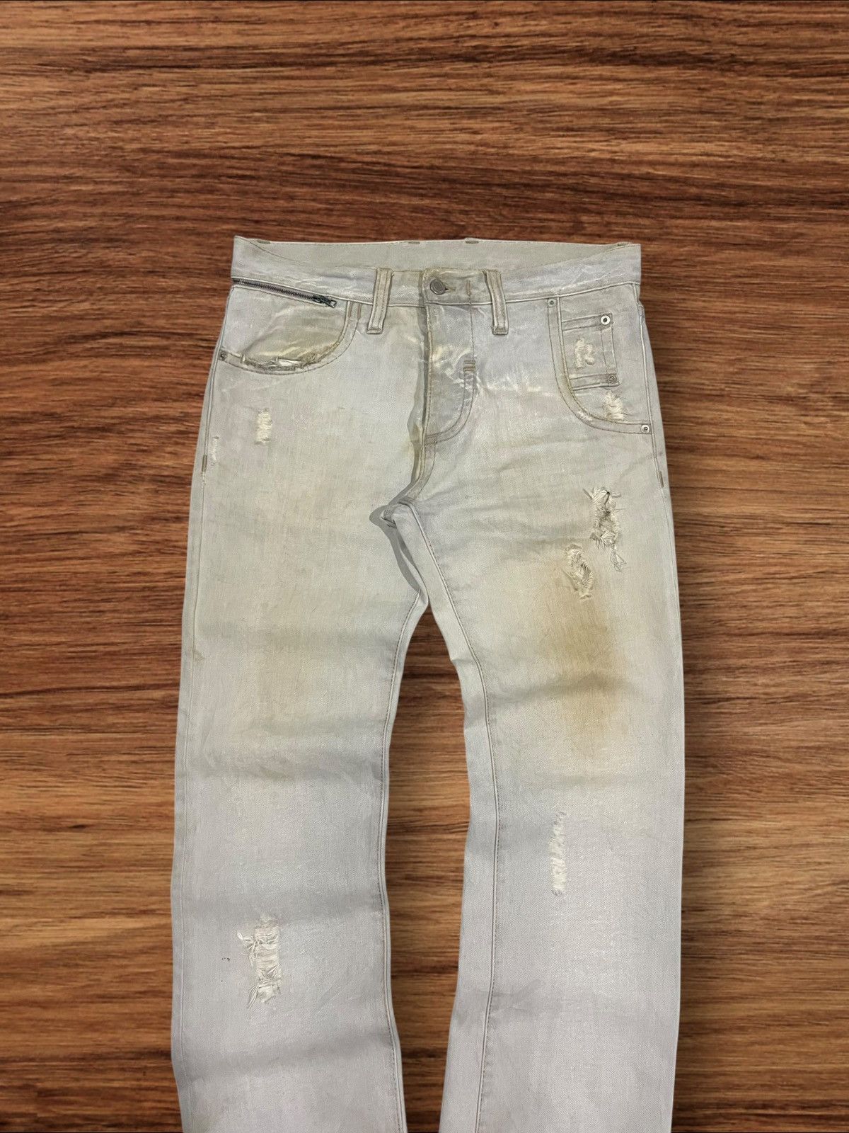 Vintage Italian Neil Barrett Distressed Button Fly Mud Jeans