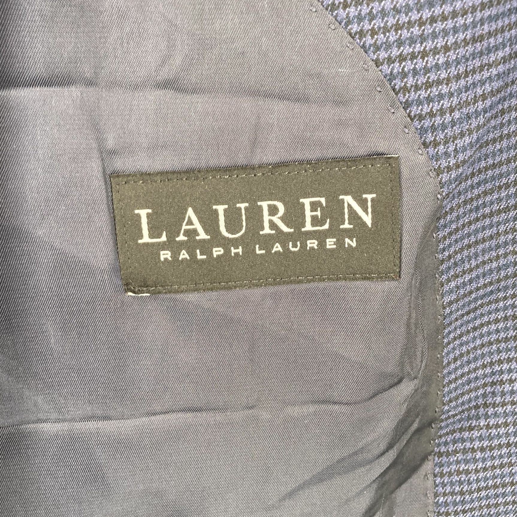 Ralph Lauren Lauren Ralph Lauren Blazer Mens 44L Dark Blue Houndstooth Two Button Black Label Size 44R - 6 Thumbnail
