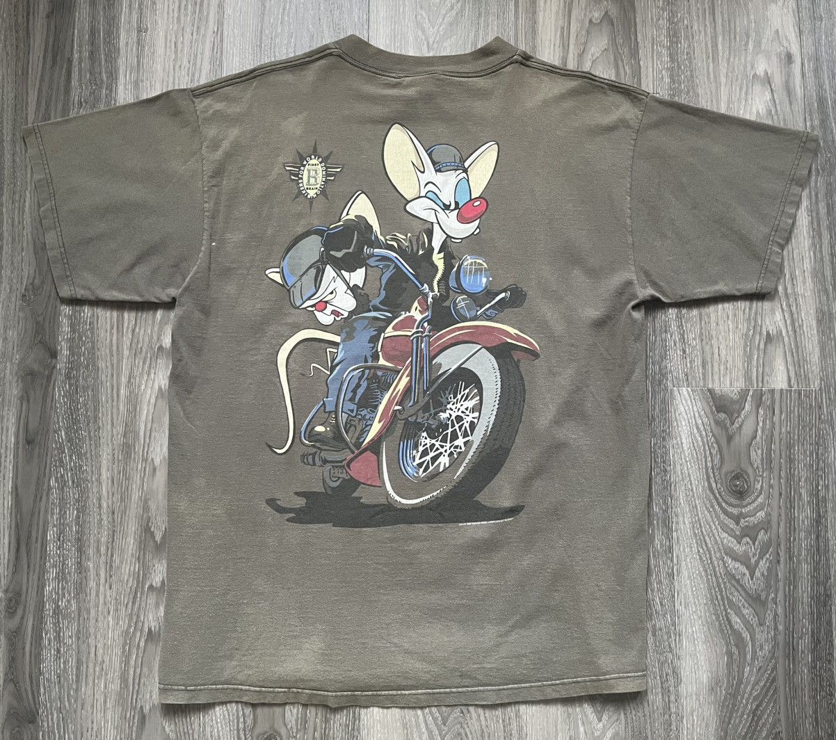 Vintage 1995 Pinky & The Brain Motorcycle T-Shirt Size US XL / EU 56 / 4 - 2 Thumbnail