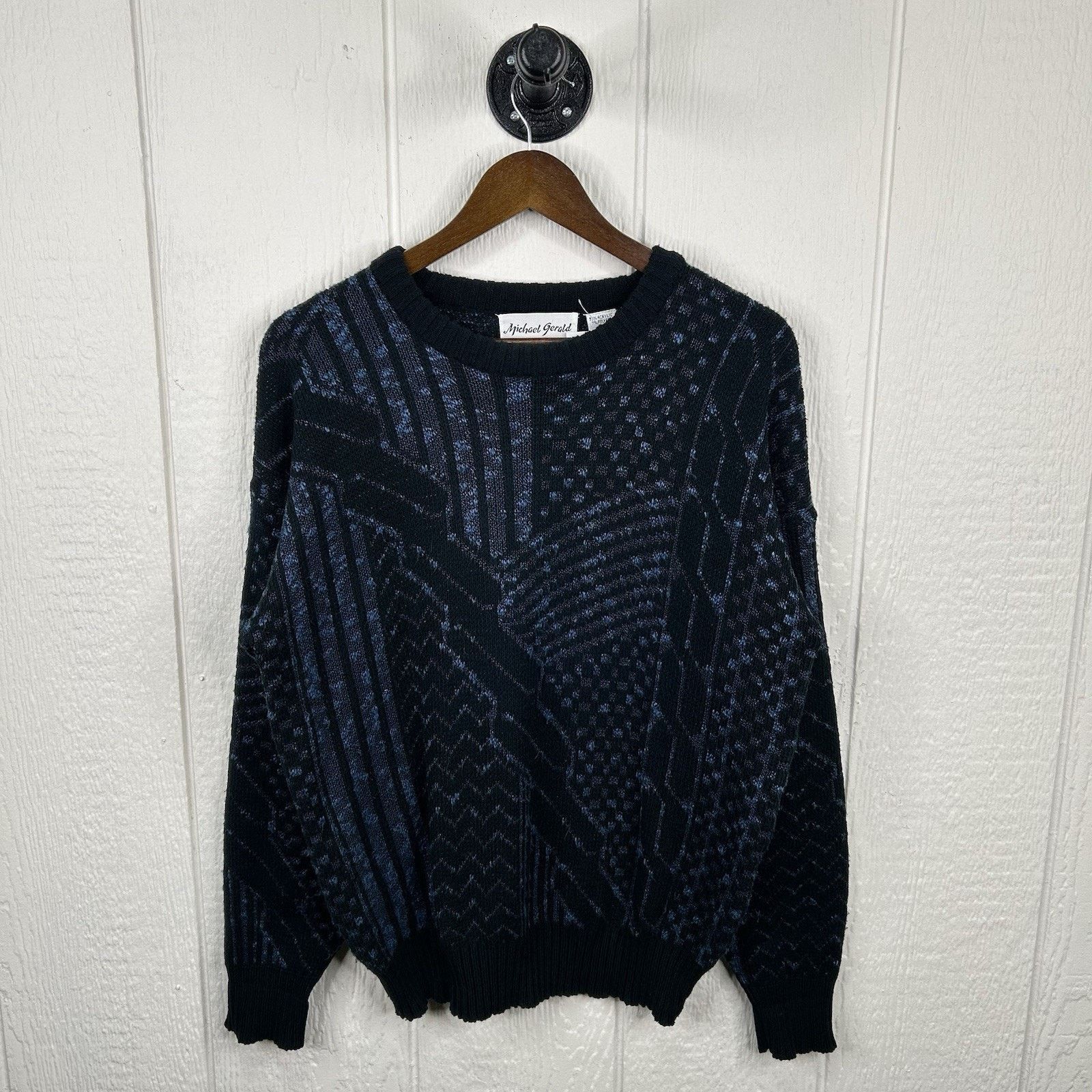 & Other Stories Vintage 90's Michael Gerald Navy & Black Knit Sweater Medium Size US S / EU 44-46 / 1 - 1 Thumbnail
