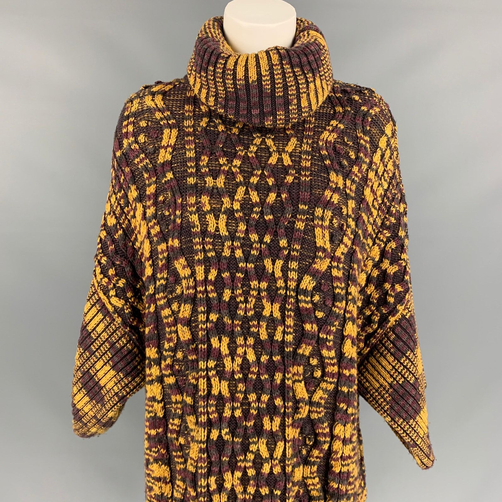 Other Gold & Purple Knitted Wool Oversized Turtleneck Sweater Size M / US 6-8 / IT 42-44 - 2 Thumbnail