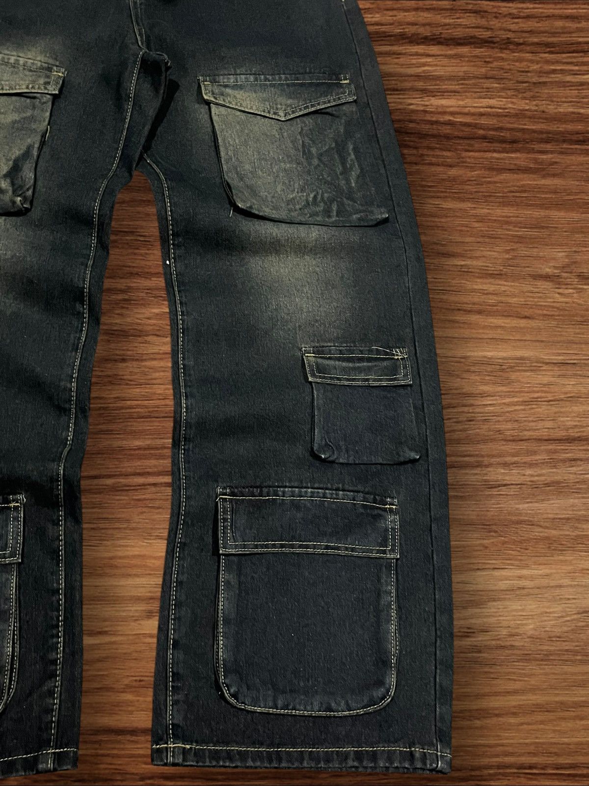 If Six Was Nine × Le Grande Bleu (L.G.B.) × Tornado Mart Vintage Hip Hop Style Multiple Pocket Blue Mud Washed Jeans Size US 30 / EU 46 - 10 Thumbnail