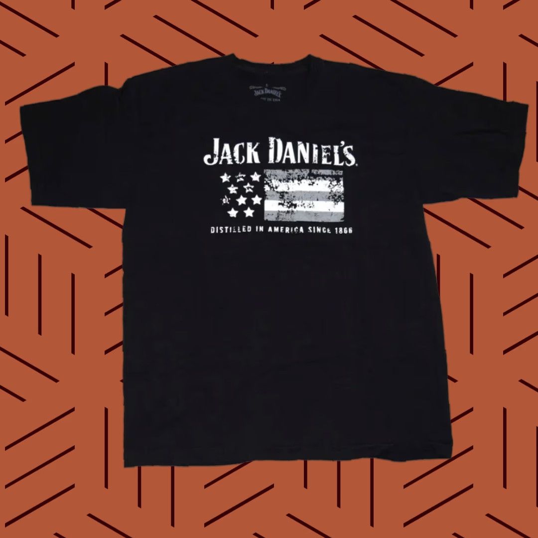 Vintage JACK DANIELS T-Shirt Mens Large Black Graphic Whiskey USA Flag Made in America Size US L / EU 52-54 / 3 - 1 Thumbnail