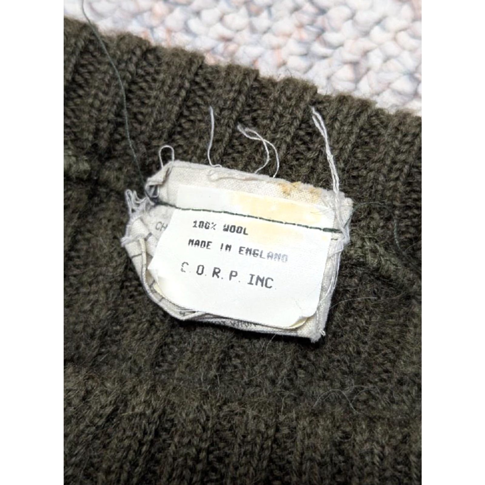 Vintage VINTAGE CORP Inc ENGLAND Wooly Pully Green Sweater Crewneck Men S Wool Chest 29" Long 38 Small Long Ribbed ARMY 90s? Size US S / EU 44-46 / 1 - 3 Thumbnail