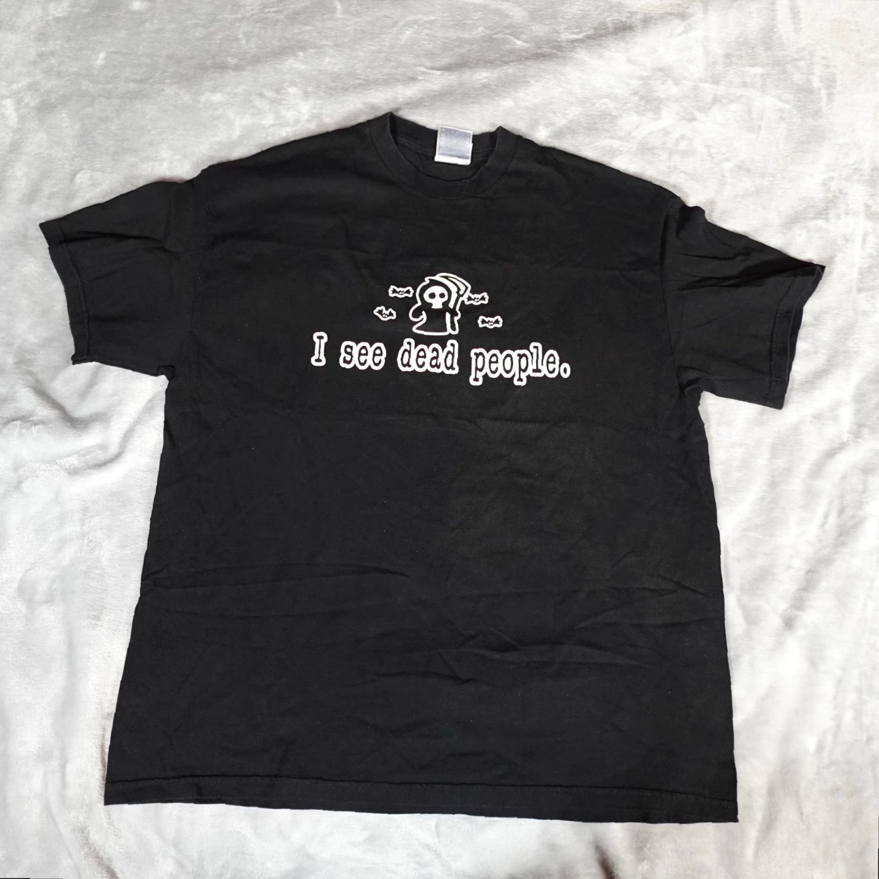 Vintage VINTAGE I See Dead People Reaper T-Shirt XL Slim Fit Glow in the Dark Black Funny Halloween Mens Size US XL / EU 56 / 4 - 3 Thumbnail