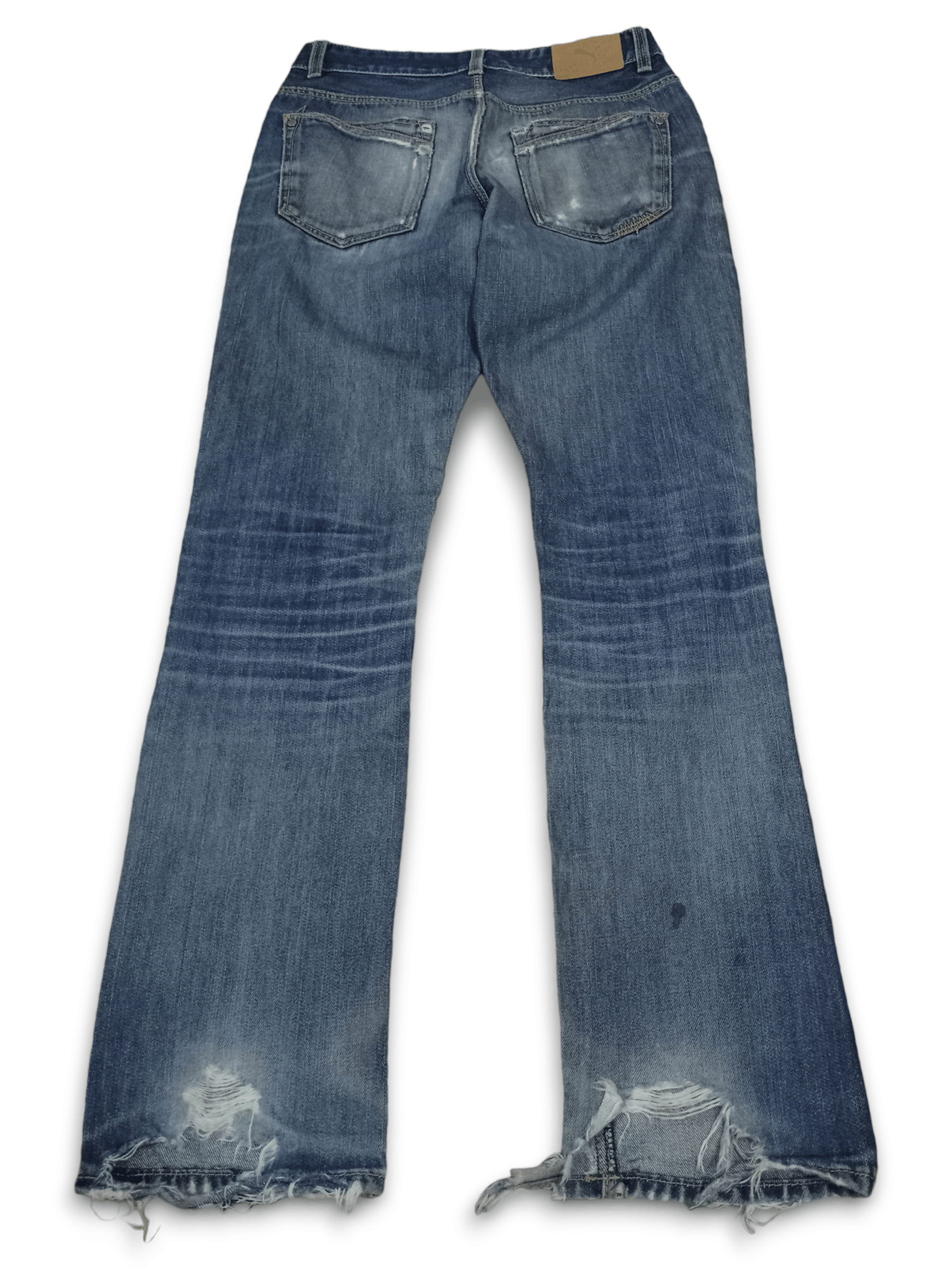 Puma Vintage Puma Blue Wash Rip Destroyed Style Jeans 29x31 Size US 29 - 2 Thumbnail