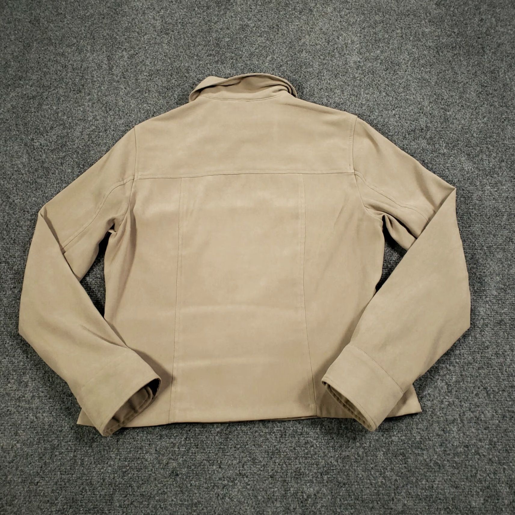 Express Express Jacket Womens 7/8 Khaki Full Zip Stretch Collared Long Sleeve Faux Suede Beige XS-XL Solid Zipper Casual Size M / US 6-8 / IT 42-44 - 2 Thumbnail