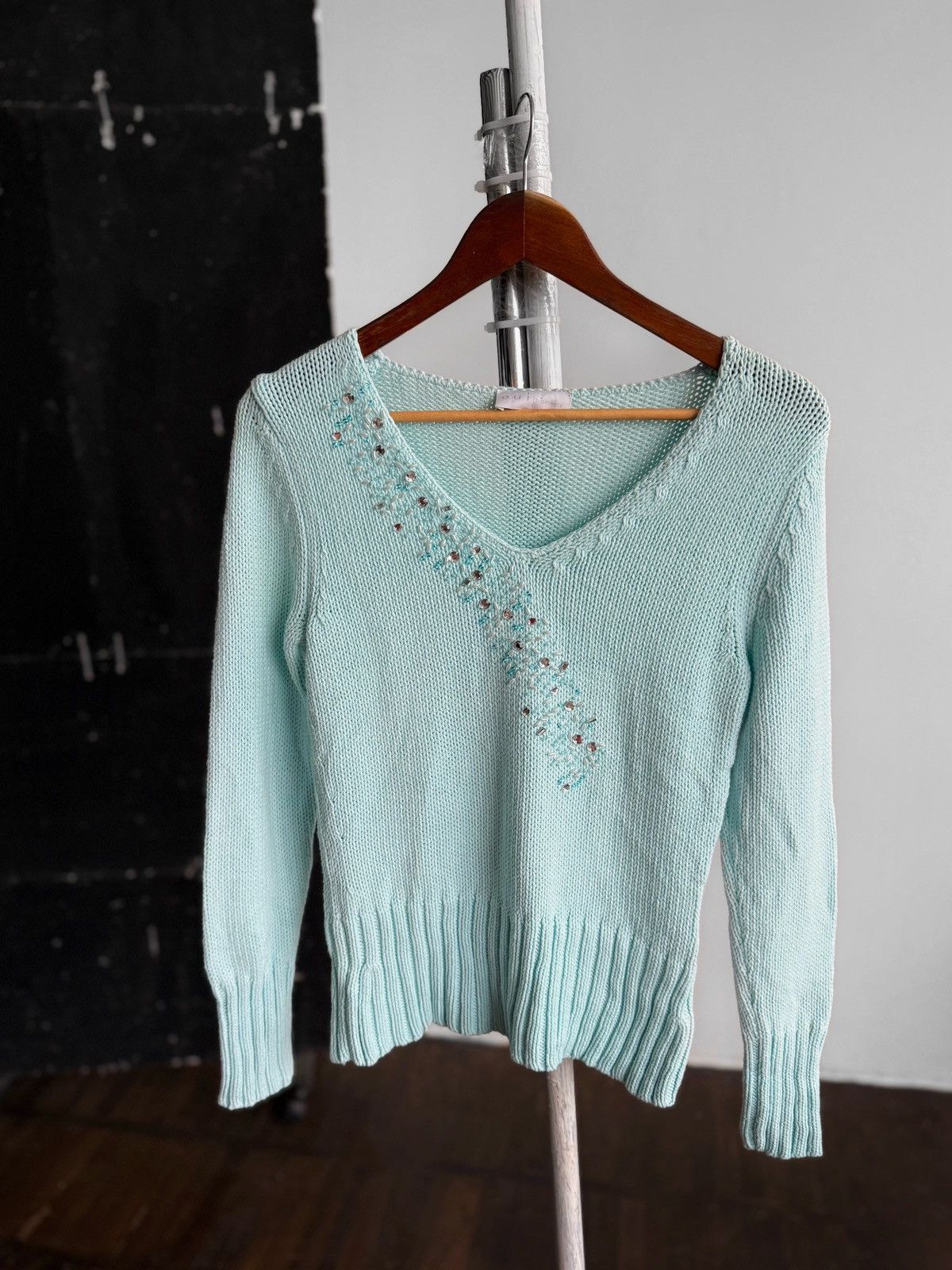 Other Oui Moments Womens Sweater Cotton Acrylic V-Neck Knit Size M / US 6-8 / IT 42-44 - 3 Thumbnail