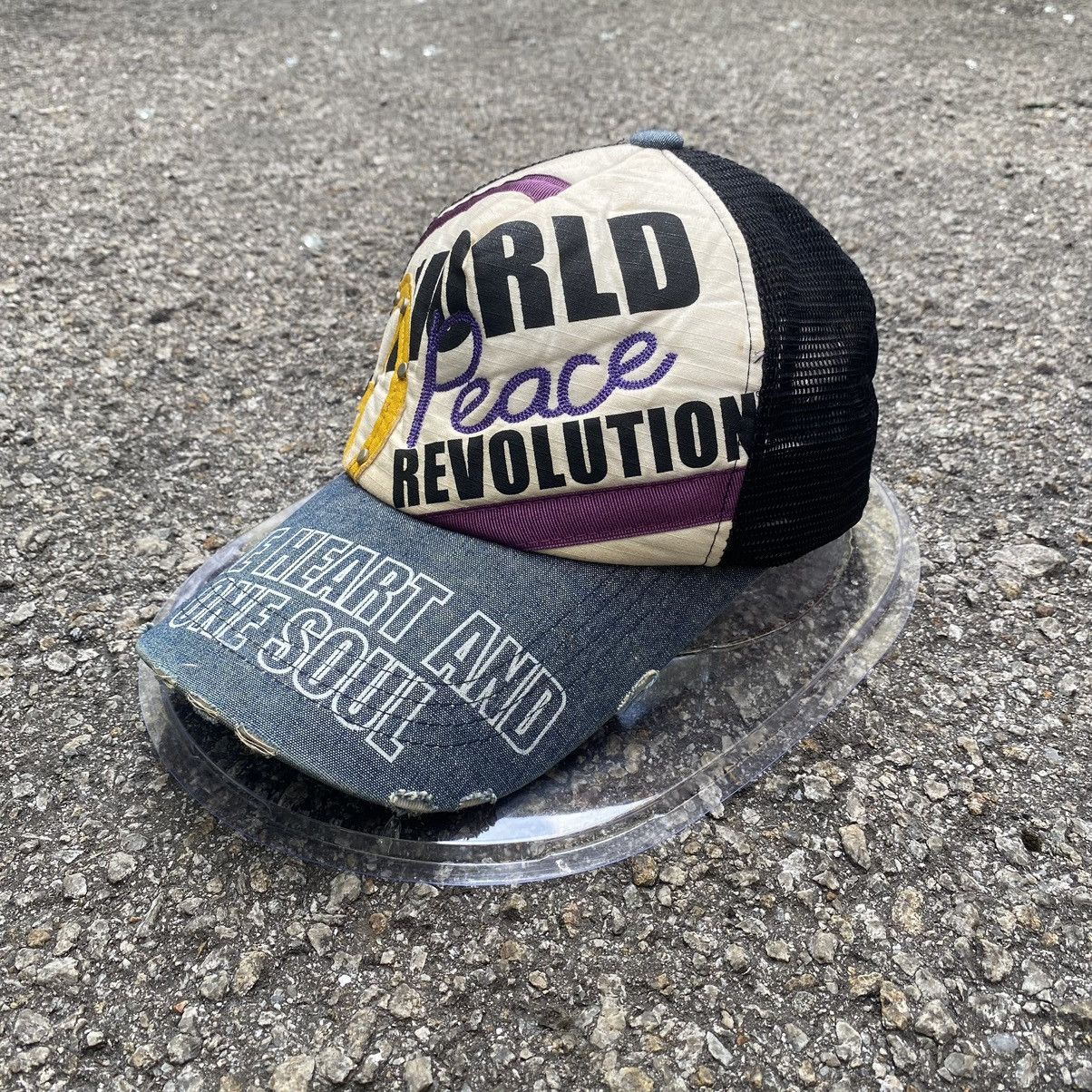 Japanese Brand Distressed Trucker Hat Peace Project World Peace Revolution Size ONE SIZE - 2 Thumbnail