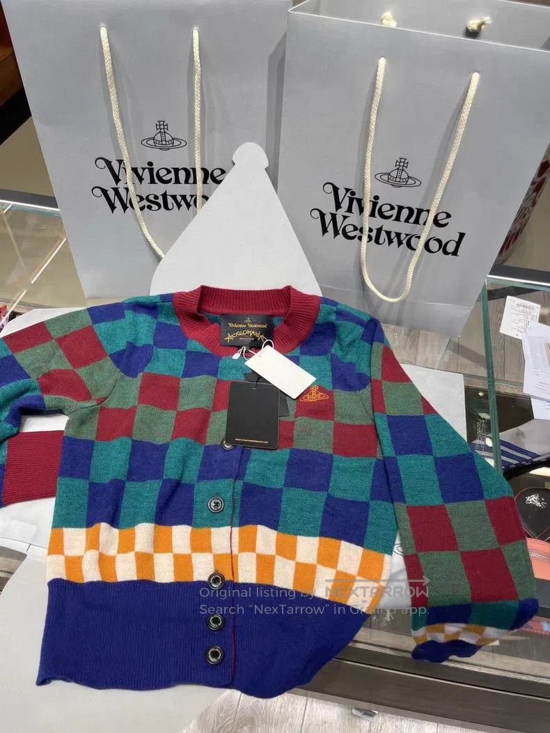Vivienne Westwood Vivienne Westwood Checkerboard knitted cardigan, blue-gree Size S / US 4 / IT 40 - 9 Thumbnail