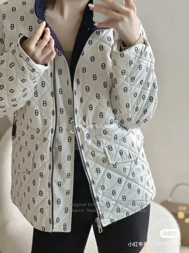 Other Hermes Cashmere Pig Nose Beige Double-Sided Down Jacket Size XXS / US 00 / IT 34 - 2 Thumbnail