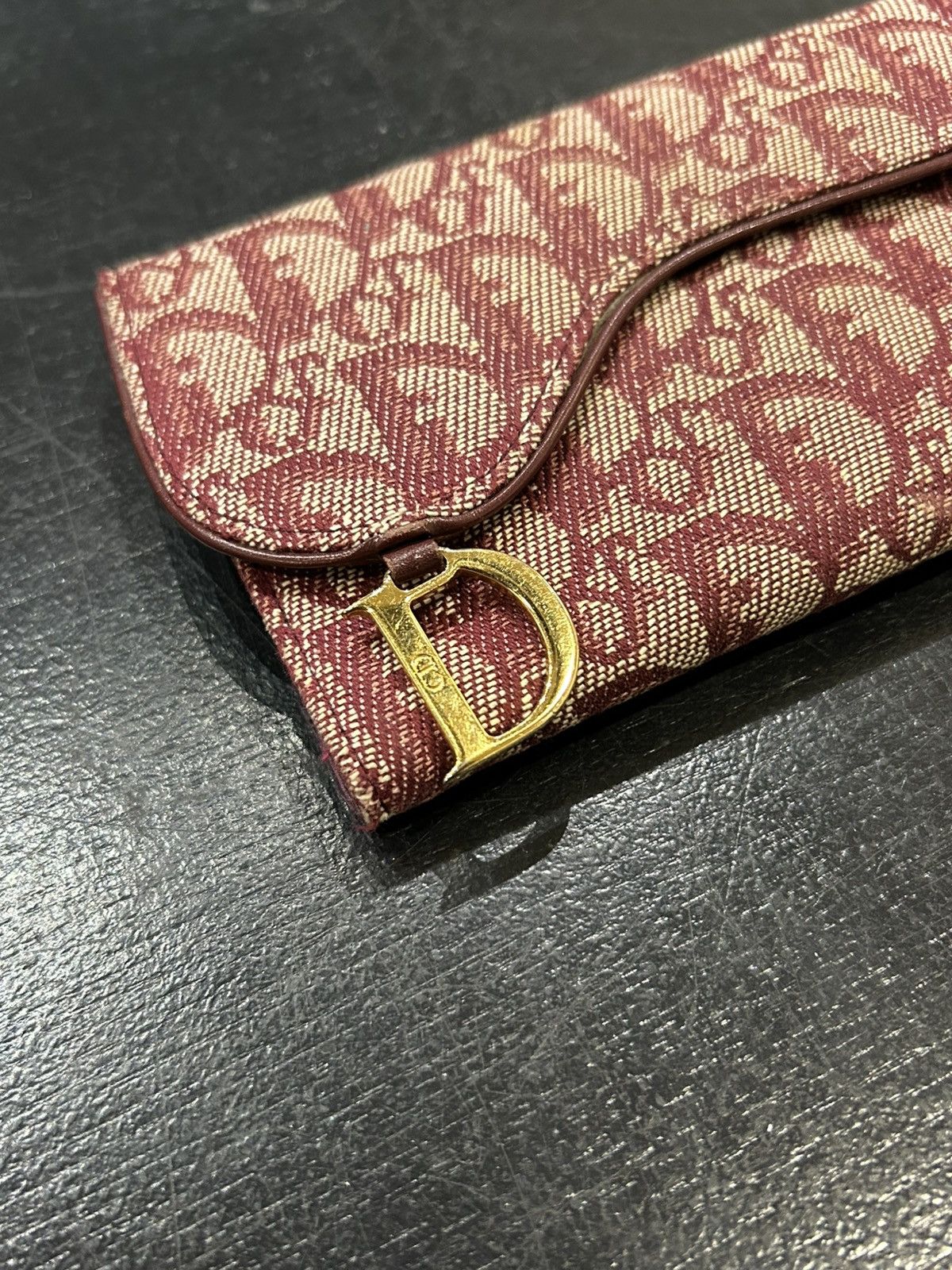 Dior Burgundy Oblique Tri Fold Long Wallet