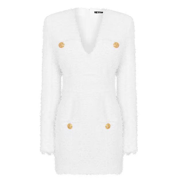 Balmain o1g2r1mq0924 Mini Dress in Blanc Size S / US 4 / IT 40 - 1 Thumbnail