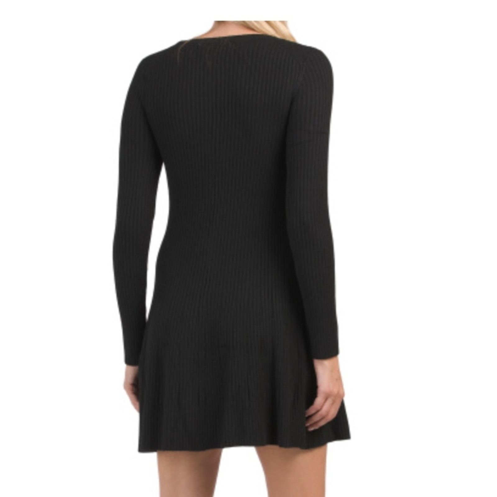 Elie Tahari Long Sleeve Ribbed Fit And Flare Sweater Dress - ELIE TAHARI Size L / US 10 / IT 46 - 2 Thumbnail