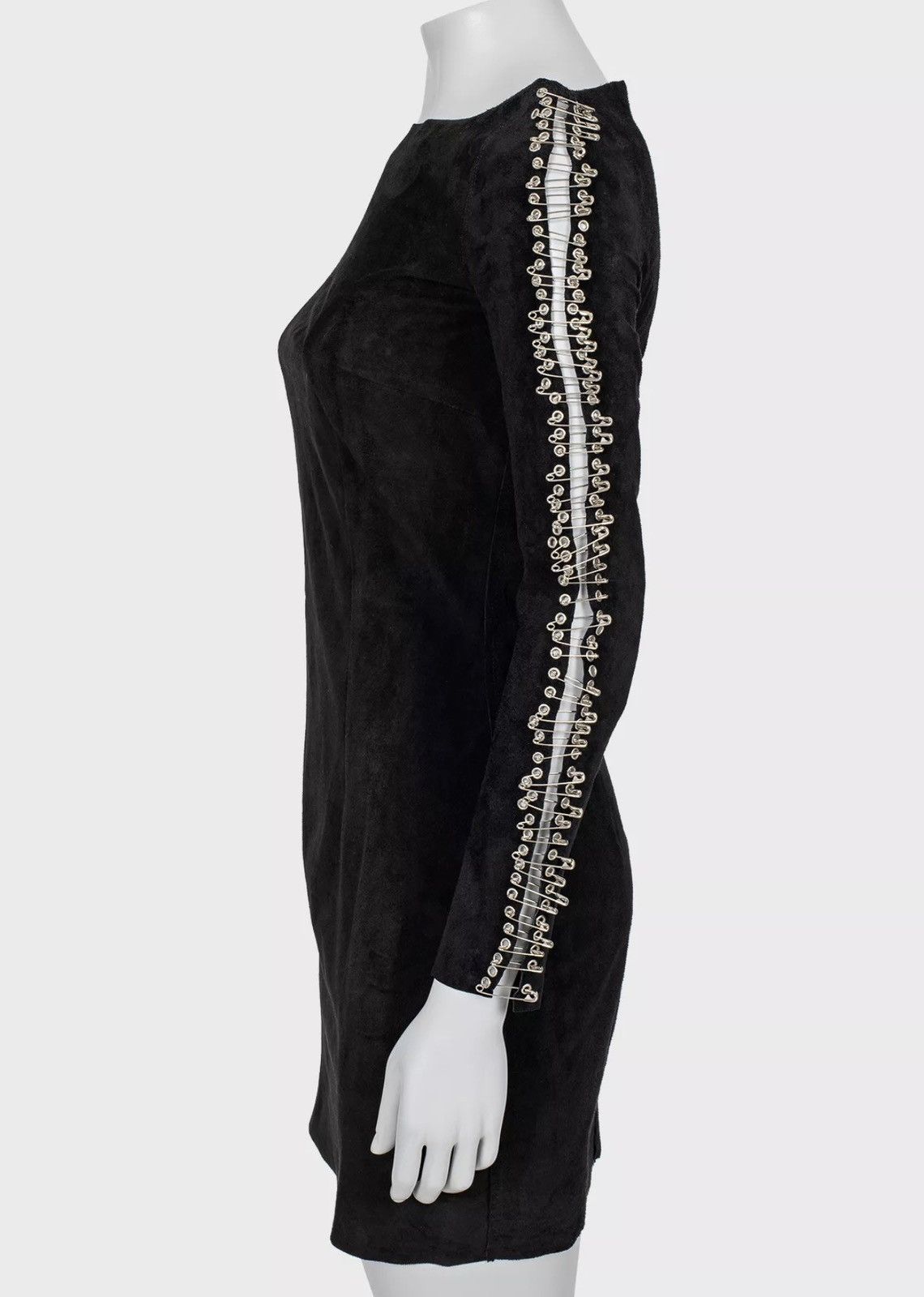 Balmain BALMAIN Decarnin SS2011 Safety Pin Suede Dress Leather Black Size S / US 4 / IT 40 - 2 Thumbnail