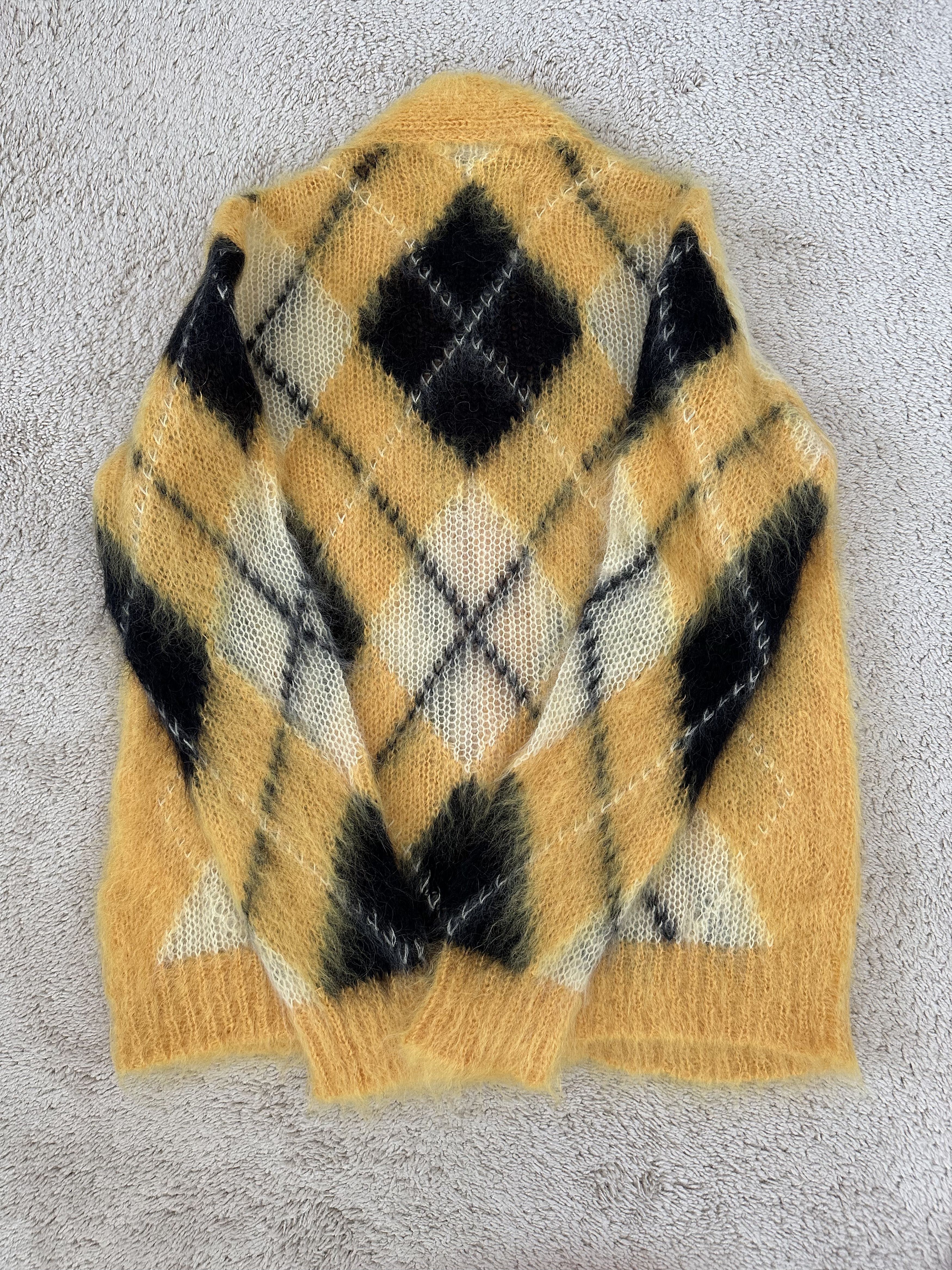 Marni Marni Yellow Mohair Argyle Cardigan Size US S / EU 44-46 / 1 - 4 Thumbnail