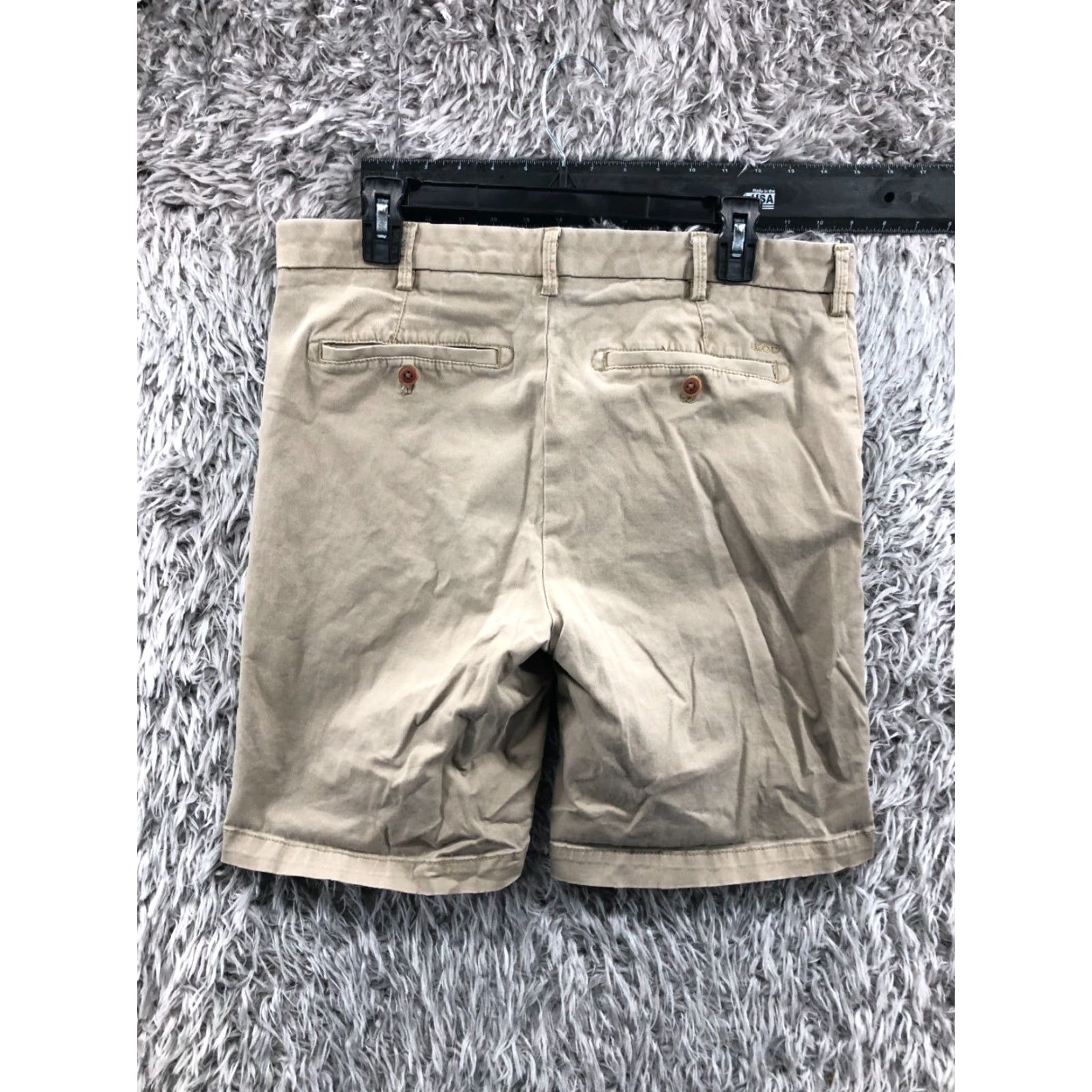 Izod IZOD Bermuda Shorts Mens 33 Beige Mid Rise 10in Inseam 5-Pocket Knit Cotton Blend Flat Front Regular Size US 33 - 4 Thumbnail