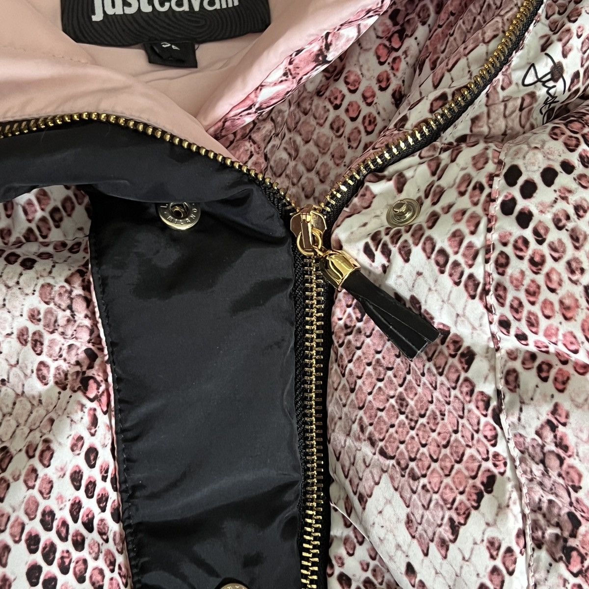 Roberto Cavalli Just Cavalli Snakeskin Puffer Jacket Size XS / US 0-2 / IT 36-38 - 7 Thumbnail