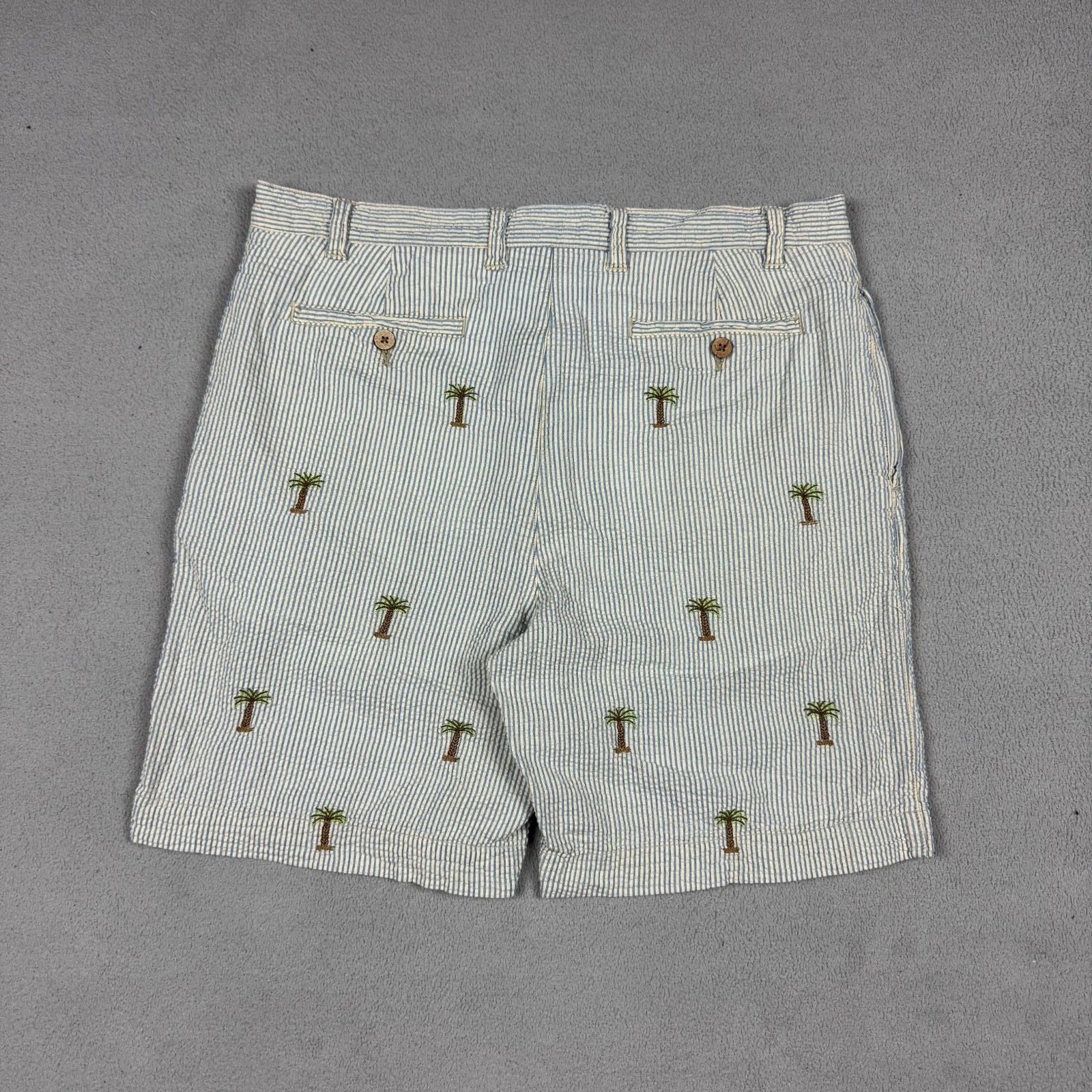 Barry Bricken Barry Bricken Seersucker Shorts Palm Tree Embroidered 34 Size US 34 / EU 50 - 4 Thumbnail