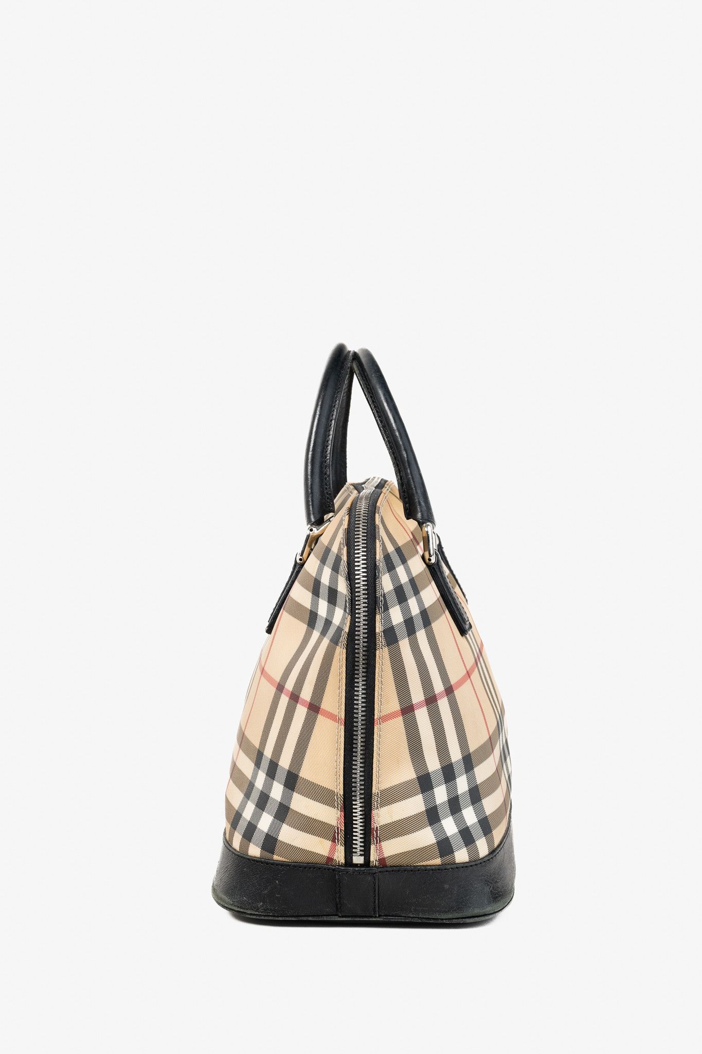 Burberry Burberry House Check Leather-Trim Domed Satchel Size ONE SIZE - 3 Thumbnail
