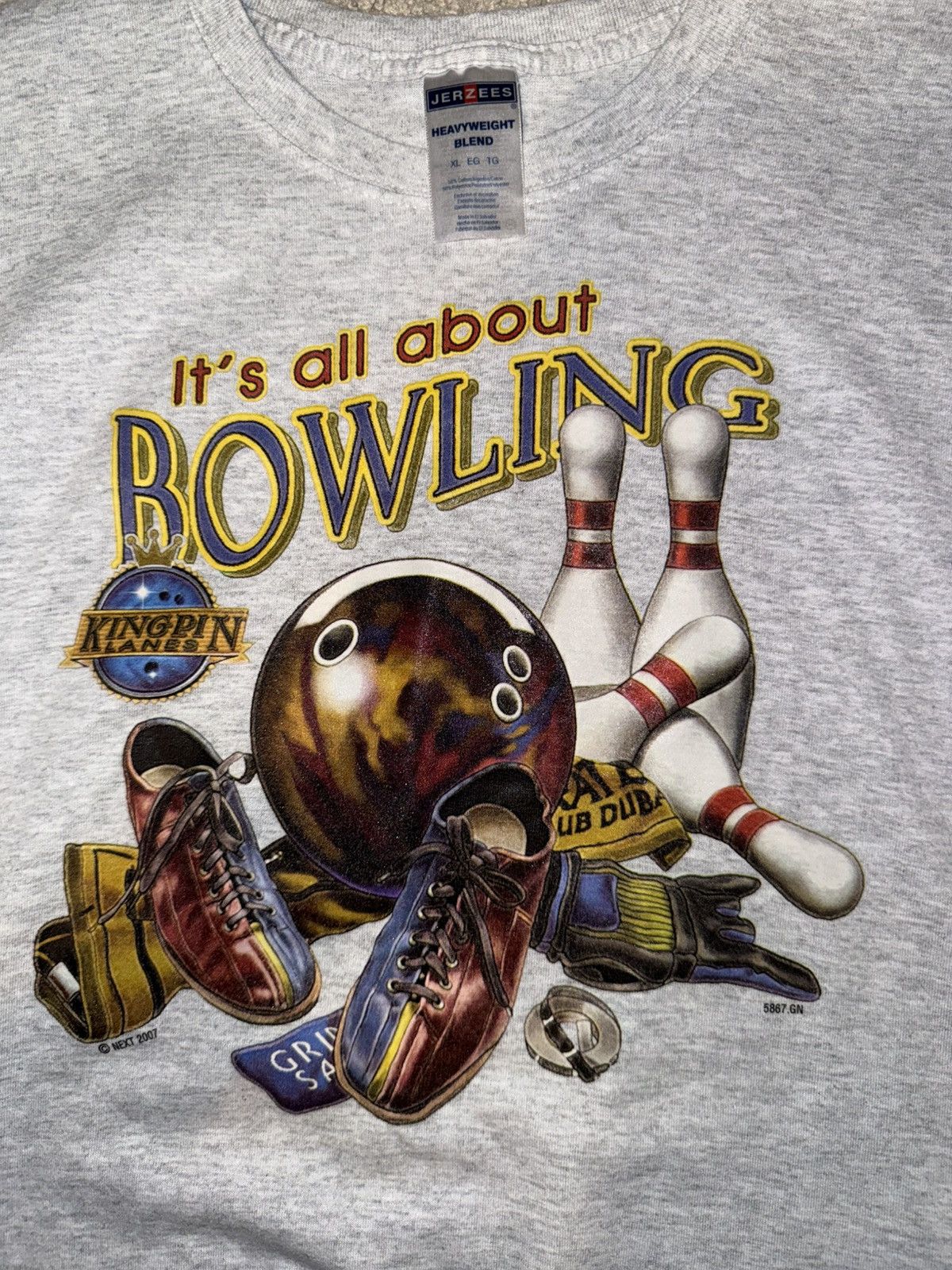 Vintage Vintage Bowling T-shirt Size US L / EU 52-54 / 3 - 3 Thumbnail