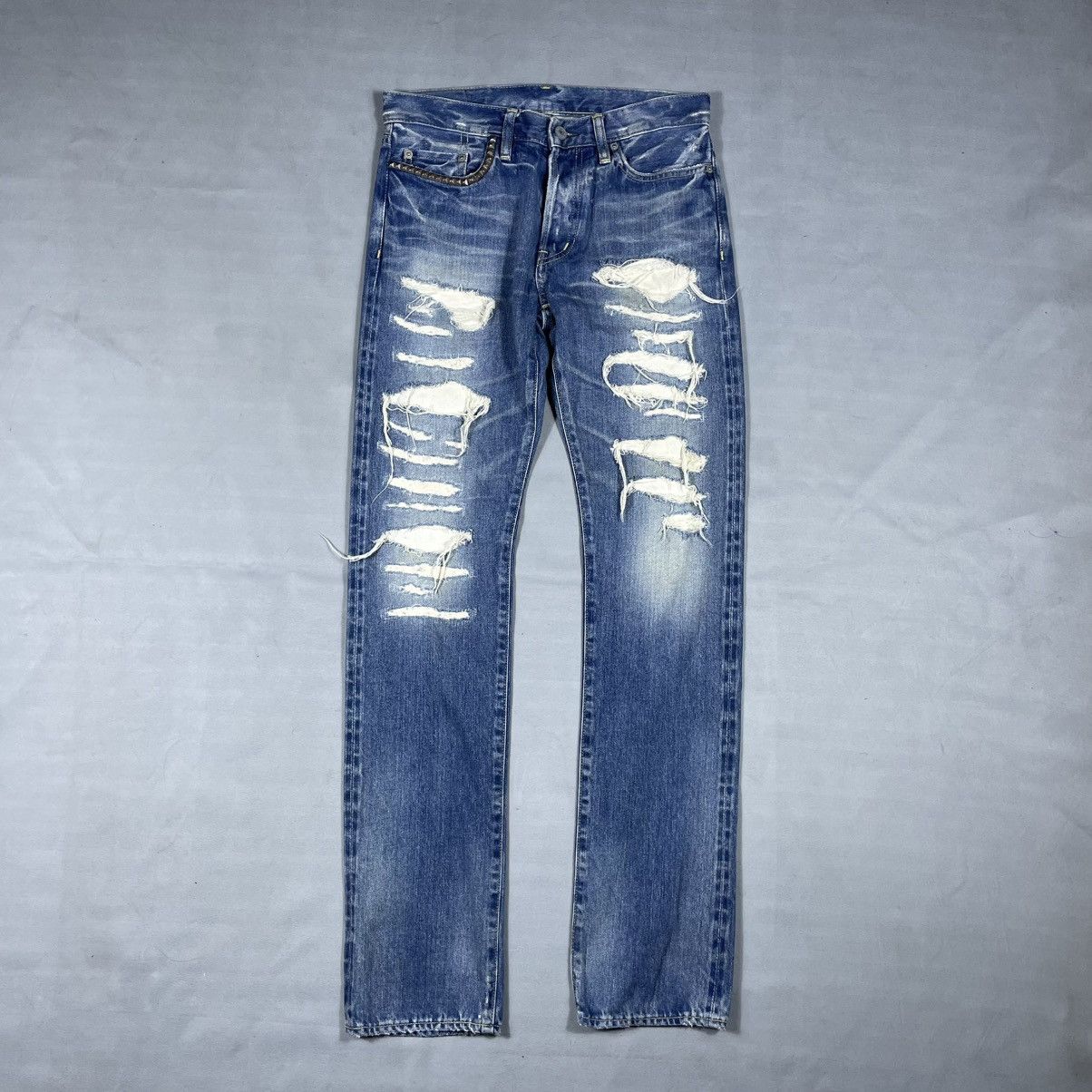 Hysteric Glamour processing straight denim pants indigo blue series Size US 29 - 1 Thumbnail
