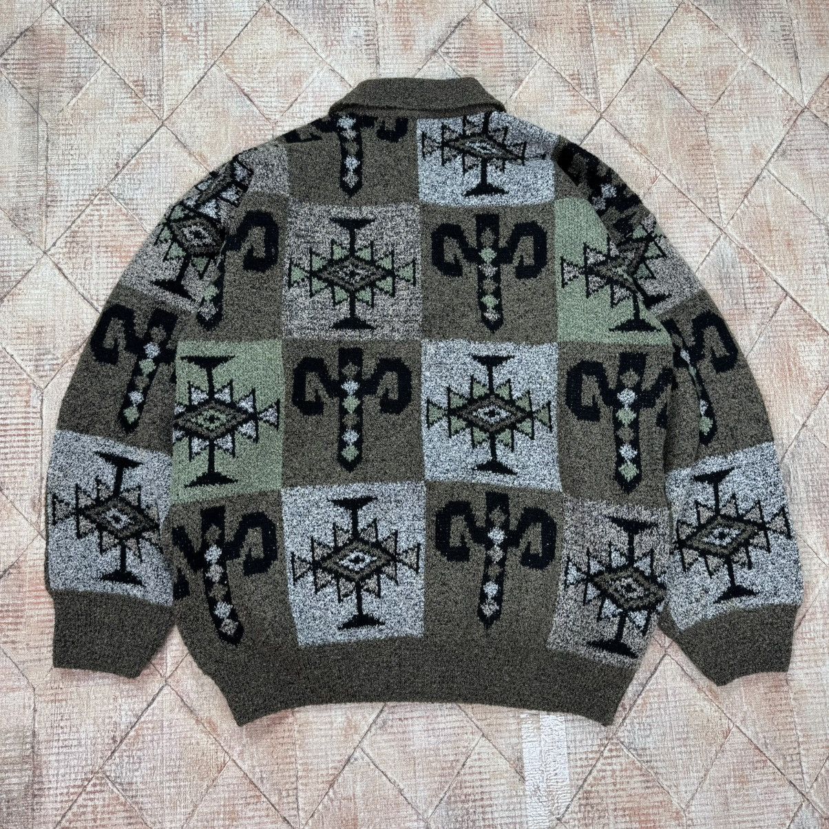 Japanese Brand × Vintage Vintage Button Up Sweater Aztec Knit Italy Avant Garde Size US M / EU 48-50 / 2 - 2 Thumbnail