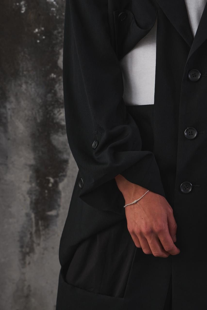Yohji Yamamoto Yohji Yamamoto Wool Gabardine Diagonal Button Long Jacket Size US L / EU 52-54 / 3 - 4 Thumbnail