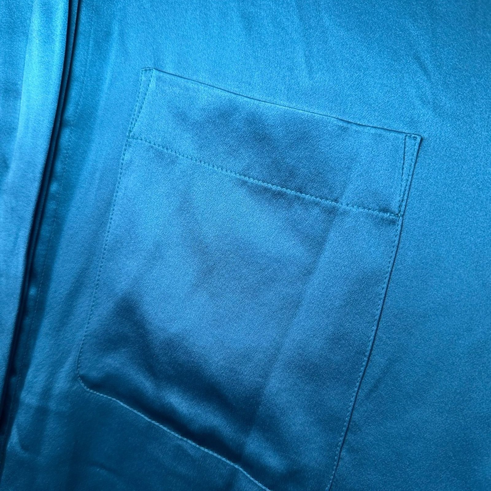 Haider Ackermann Peacock Teal Silk Charmeuse Oversized Shirt FR 34 Authentic Size XS / US 0-2 / IT 36-38 - 9 Thumbnail