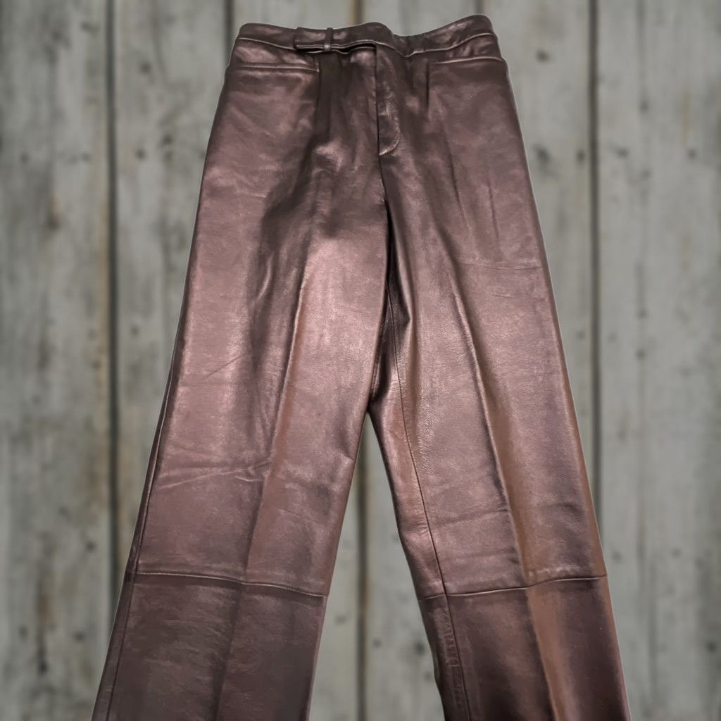 Ellen Tracy VINTAGE Linda Allard Ellen Tracy Pants Women 12 Leather Mauve 90s Size 34" / US 12 / IT 48 - 1 Thumbnail