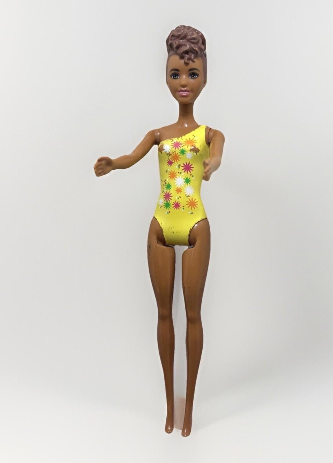 Designer BARBIE Color Reveal Pizzazz Face Brown Hair Yellow Swimsuit Size ONE SIZE - 1 Thumbnail
