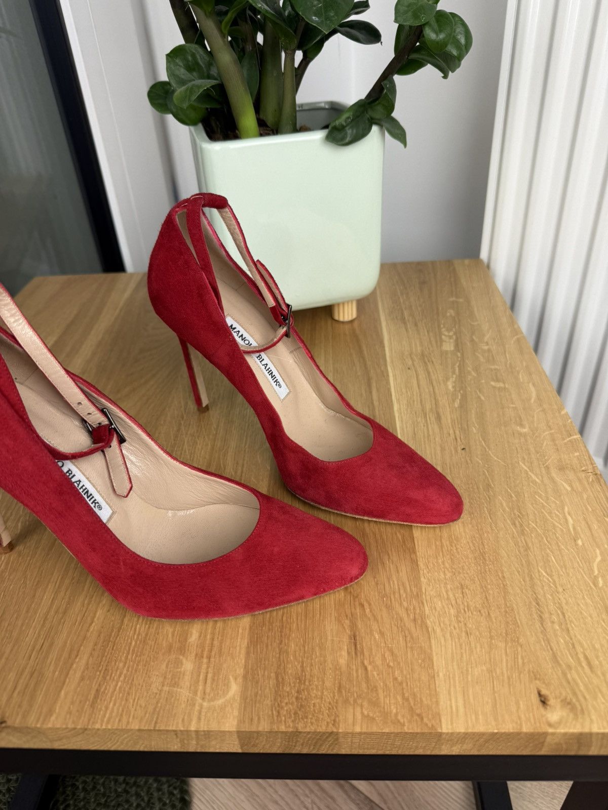 Manolo Blahnik Manolo Blahnik BB Pumps Heels Red Suede 36.5 Size US 6.5 / IT 36.5 - 4 Thumbnail