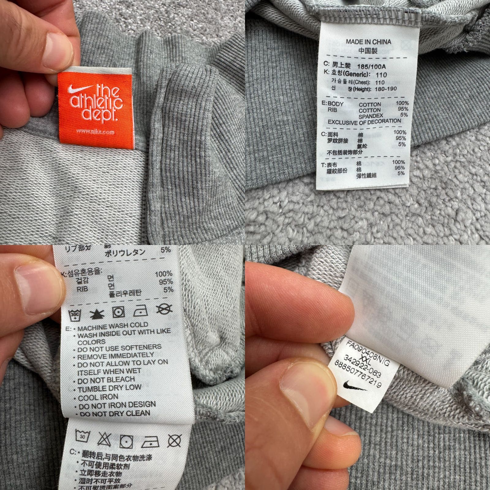 Nike Nike Athletic Dept Sweatshirt Men's 2XL Gray Full Zip Graphic Cotton Activewear Size US XXL / EU 58 / 5 - 8 Thumbnail