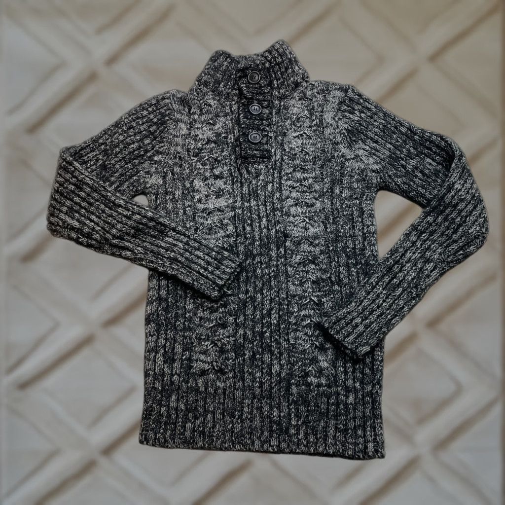 Vintage VINTAGE True Rock Sweater Womens Small Gray Knit High Button Neck Pullover Sweatshirt Size S / US 4 / IT 40 - 1 Thumbnail