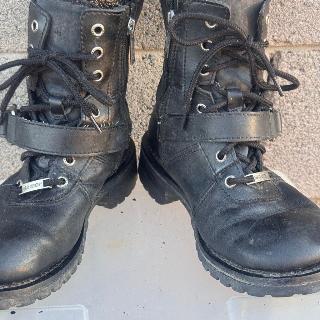 Harley Davidson Harley-Davidson Combat Moto Black Leather Boots Size 8 Size US 6 / IT 36 - 2 Thumbnail
