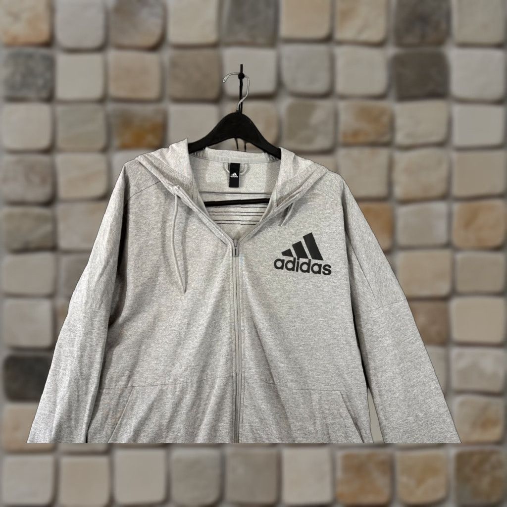 Adidas Adidas Hoodie Mens L Heather Gray Full Zip Raglan Sleeve Outdoor Performance Pockets Size US L / EU 52-54 / 3 - 1 Thumbnail