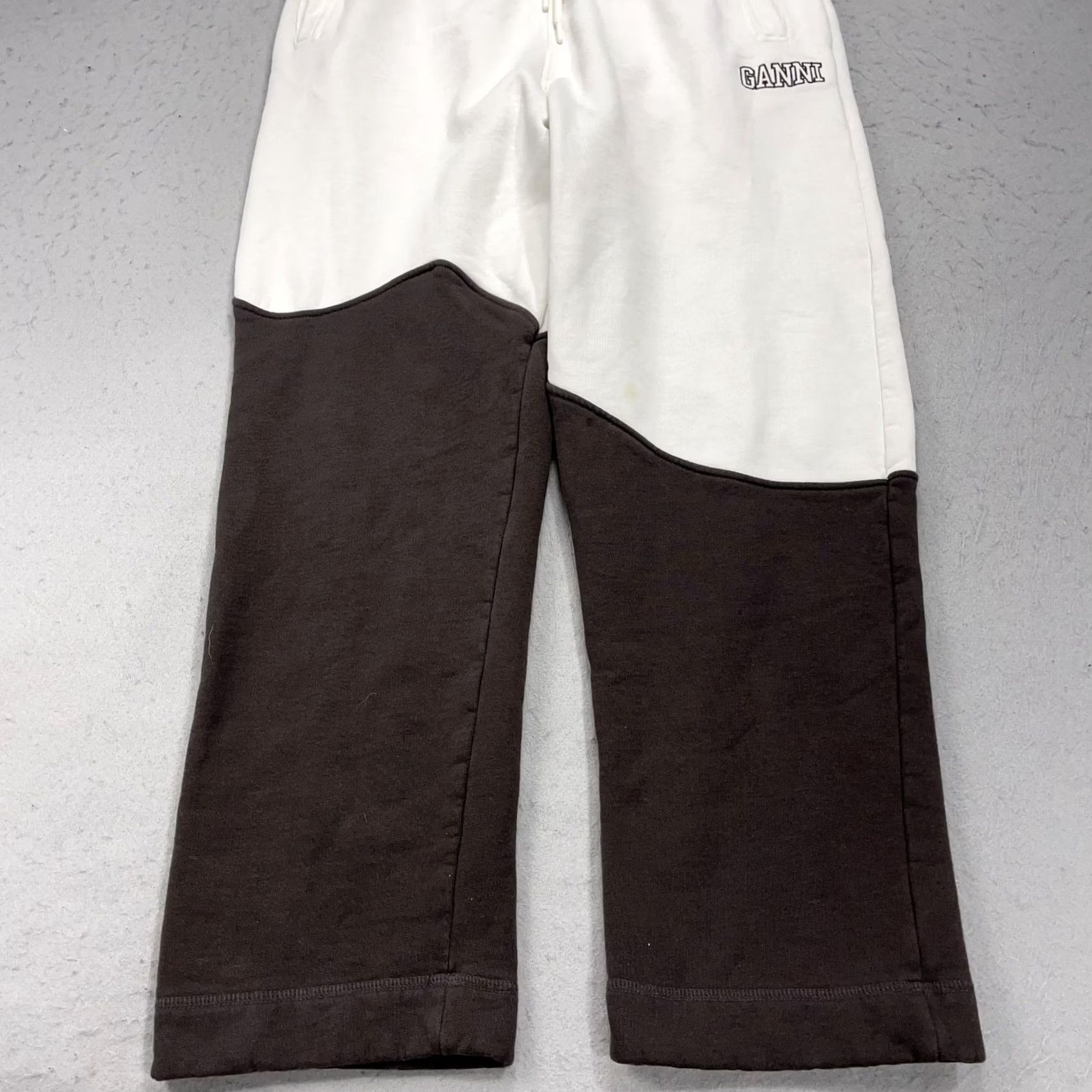 Ganni Ganni Pants Womens XL White Colorblock Fleece Sweatpants 5 Software 5 Winter Relaxed Pockets Drawstring Size 40" / US 18 - 3 Thumbnail