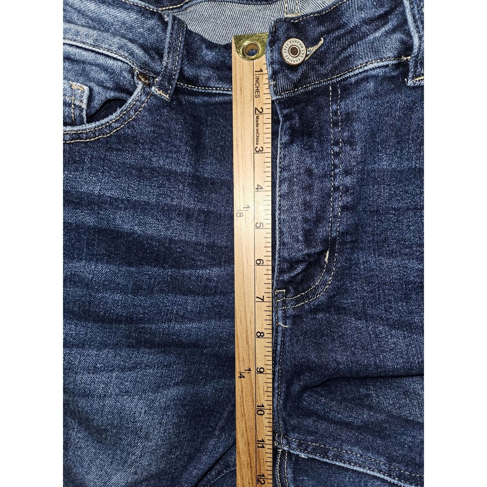 Vintage KanCan Jeans Womens 16 Medium Wash High Rise Skinny Distressed Raw Hem Denim Size 38" / US 16 / IT 52 - 5 Thumbnail