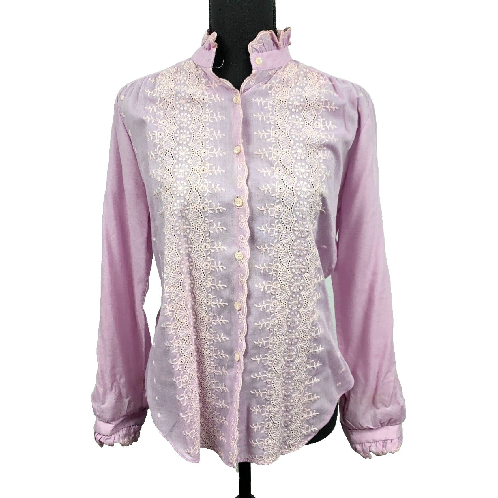Vintage VINTAGE Laura Mae Embroidered Boho Peasant Long Sleeve Shirt Womens 12 Purple 70s Shirt Women’s Boho 1970s Size XL / US 12-14 / IT 48-50 - 2 Thumbnail