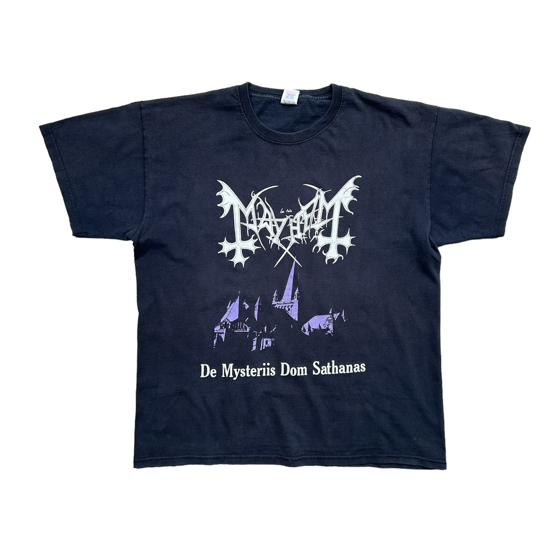 image of Vintage 2000S Mayhem De Mysteriis Dom Sathanas T-Shirt in Black, Men's (Size XL)