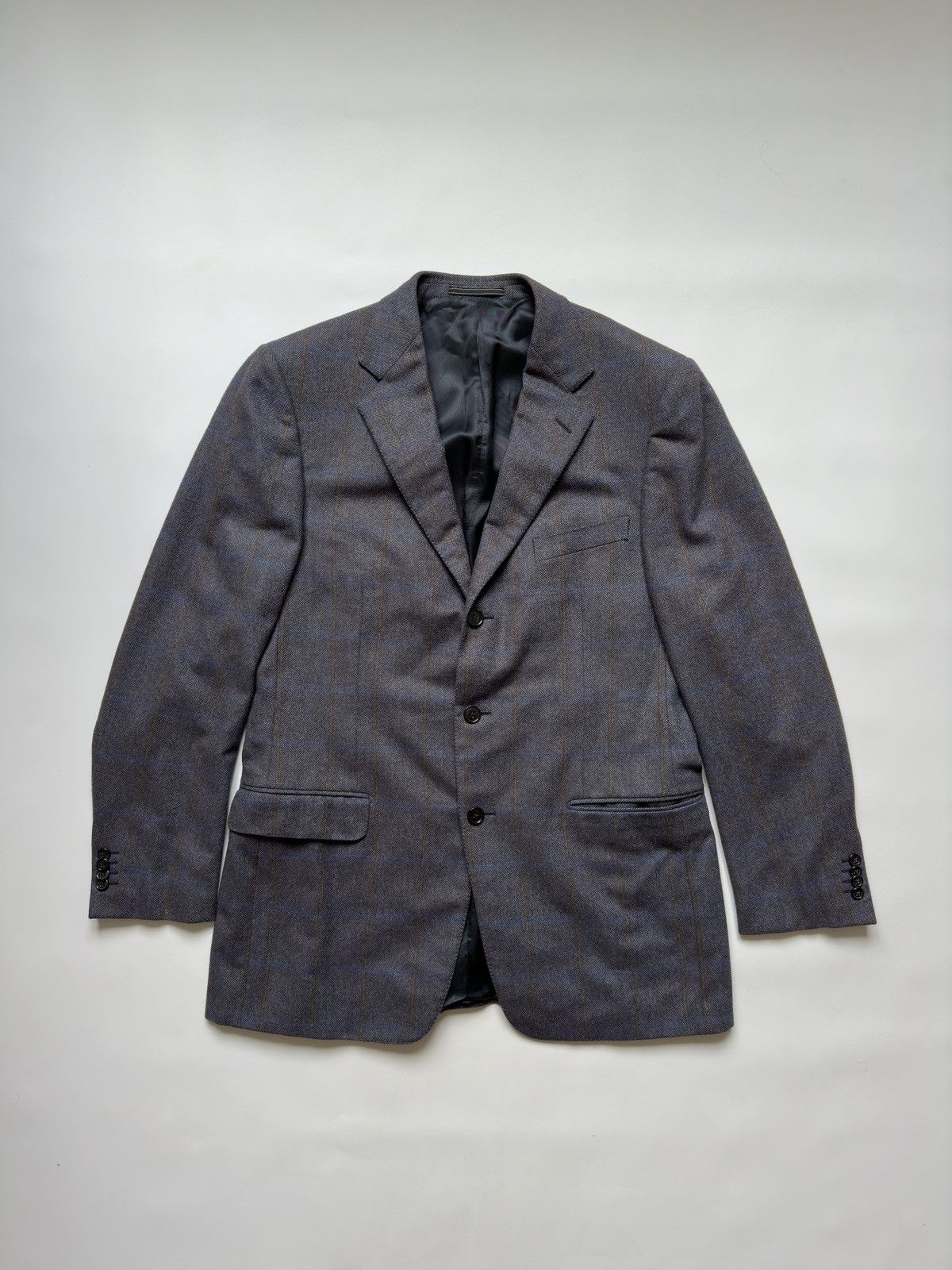 Ermenegildo Zegna Ermenegildo Zegna Mens 52 Blazer Jacket Check Tweed Blue Size 50L - 1 Thumbnail