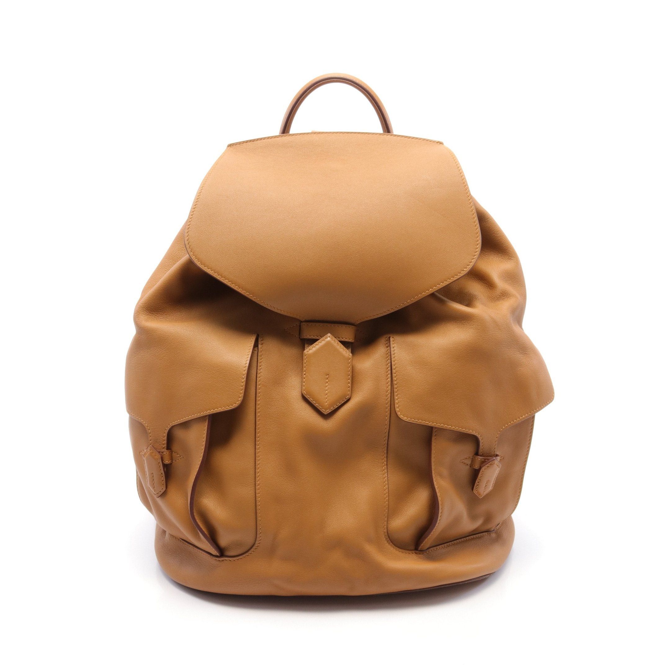 Hermes Hermes Sac Ad Daypack Caramel Backpack Rucksack Veau Gulliver Light Brown Silver Hardware □ R Stamp Size ONE SIZE - 1 Thumbnail
