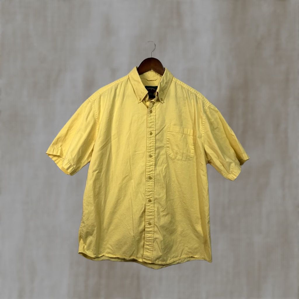 Vintage Saddlebred Yellow Short Sleeve Casual Shirt Size Large Mens Button-Up Cotton Solid Size US L / EU 52-54 / 3 - 1 Thumbnail