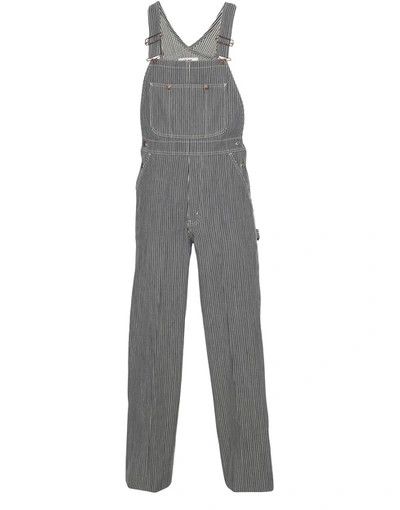 image of Celine O1Bcso1Str0124 Fits 30 Us / Unisex Dungarees in Indigo/White, Men's