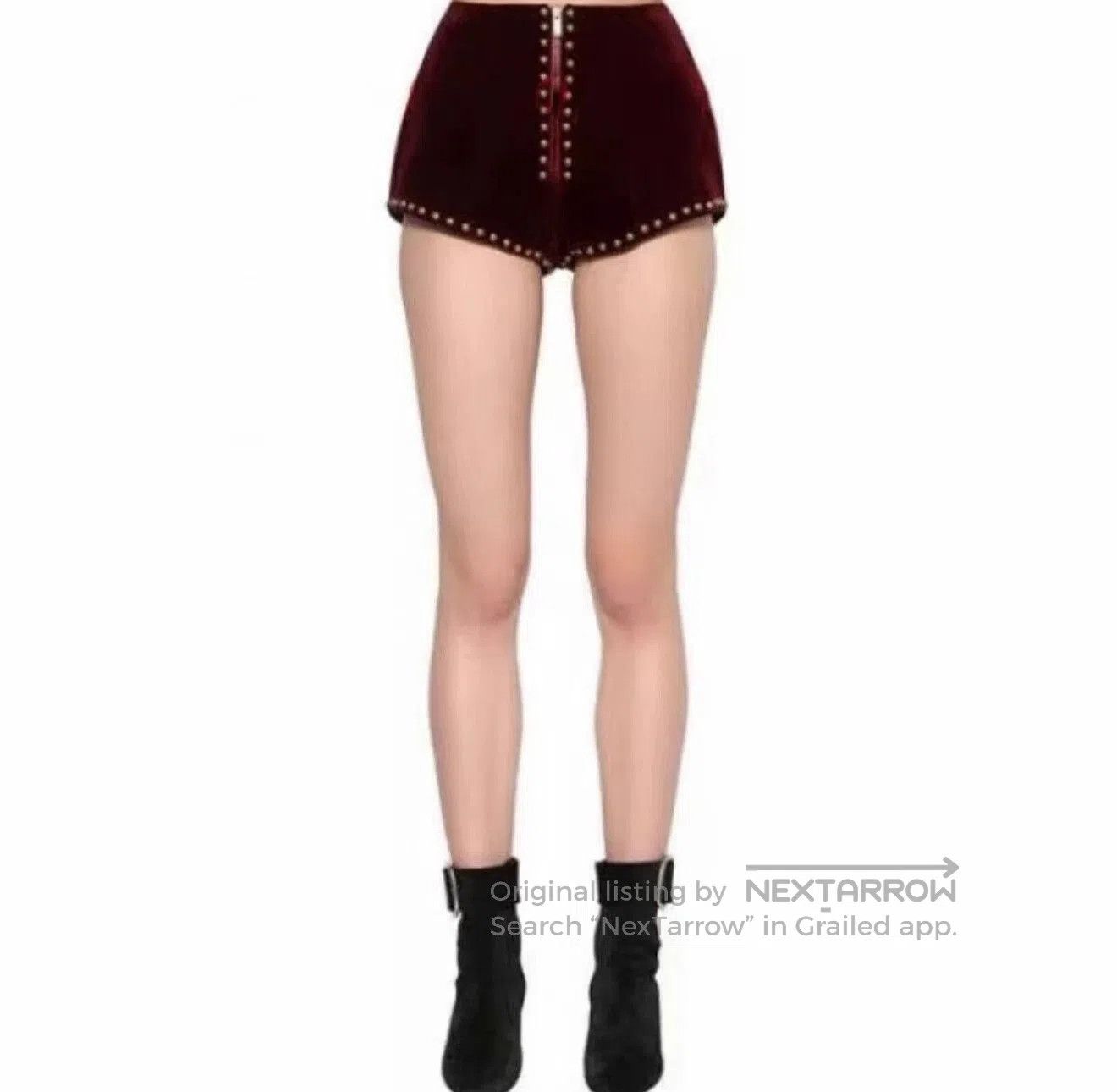 Saint Laurent Paris Saint Laurent Velvet Studded Mini Shorts. Size 37" - 4 Thumbnail