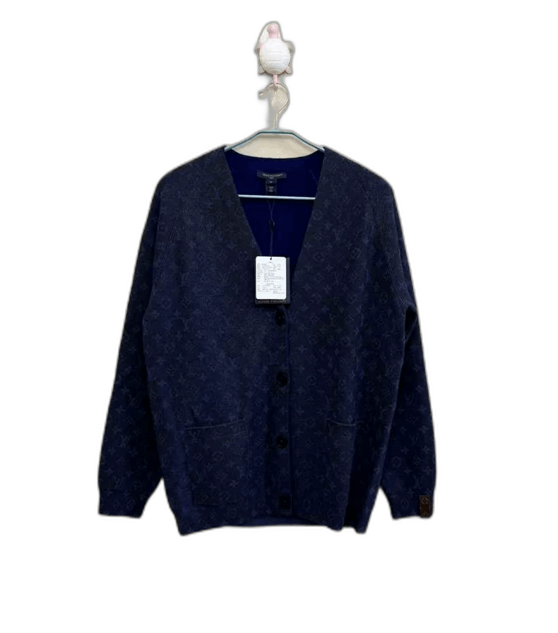 Louis Vuitton Blue Logo Cardigan Sweater