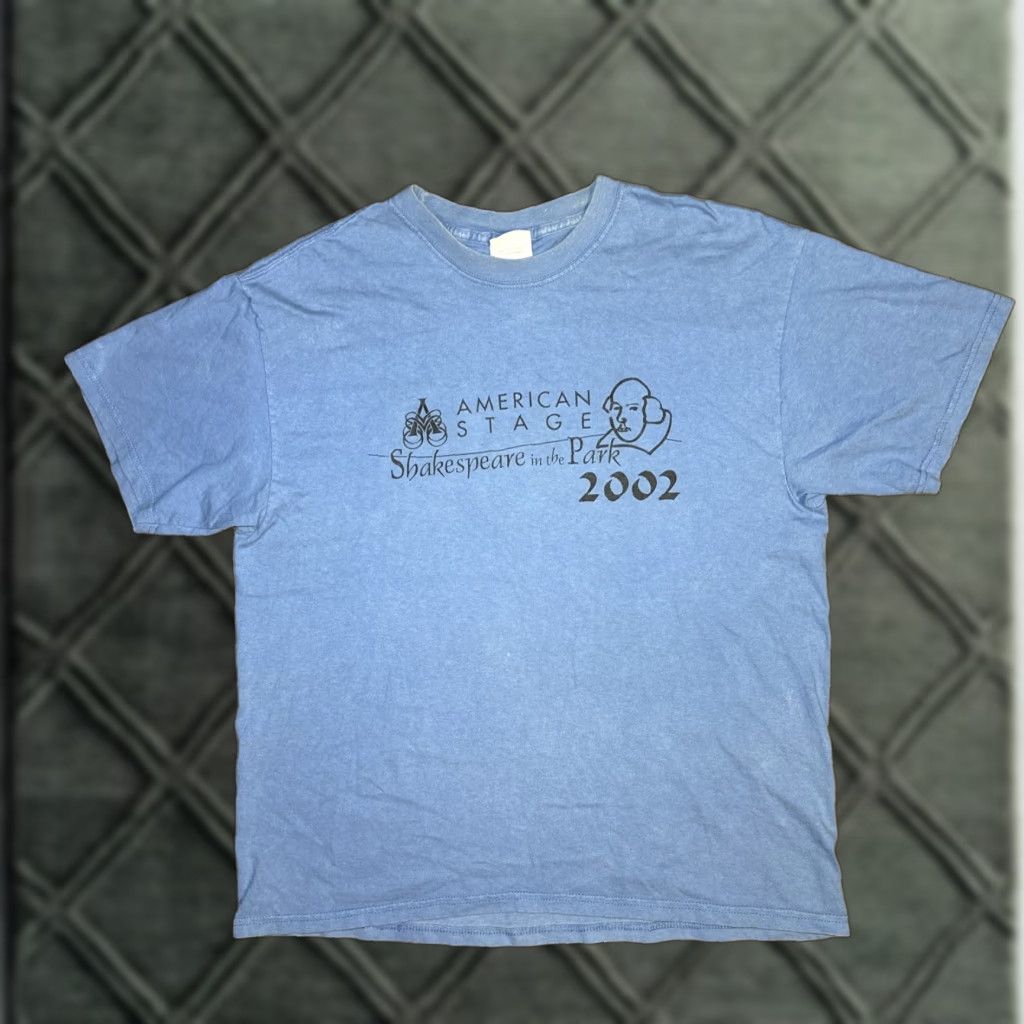 Hanes VINTAGE Shakespeare in the Park 2002 American Stage Theater Blue T-Shirt L Mens Blue Shirt Y2K Hanes Park 2002 Vintage Mens L Blue T-Shirt Size US L / EU 52-54 / 3 - 1 Thumbnail