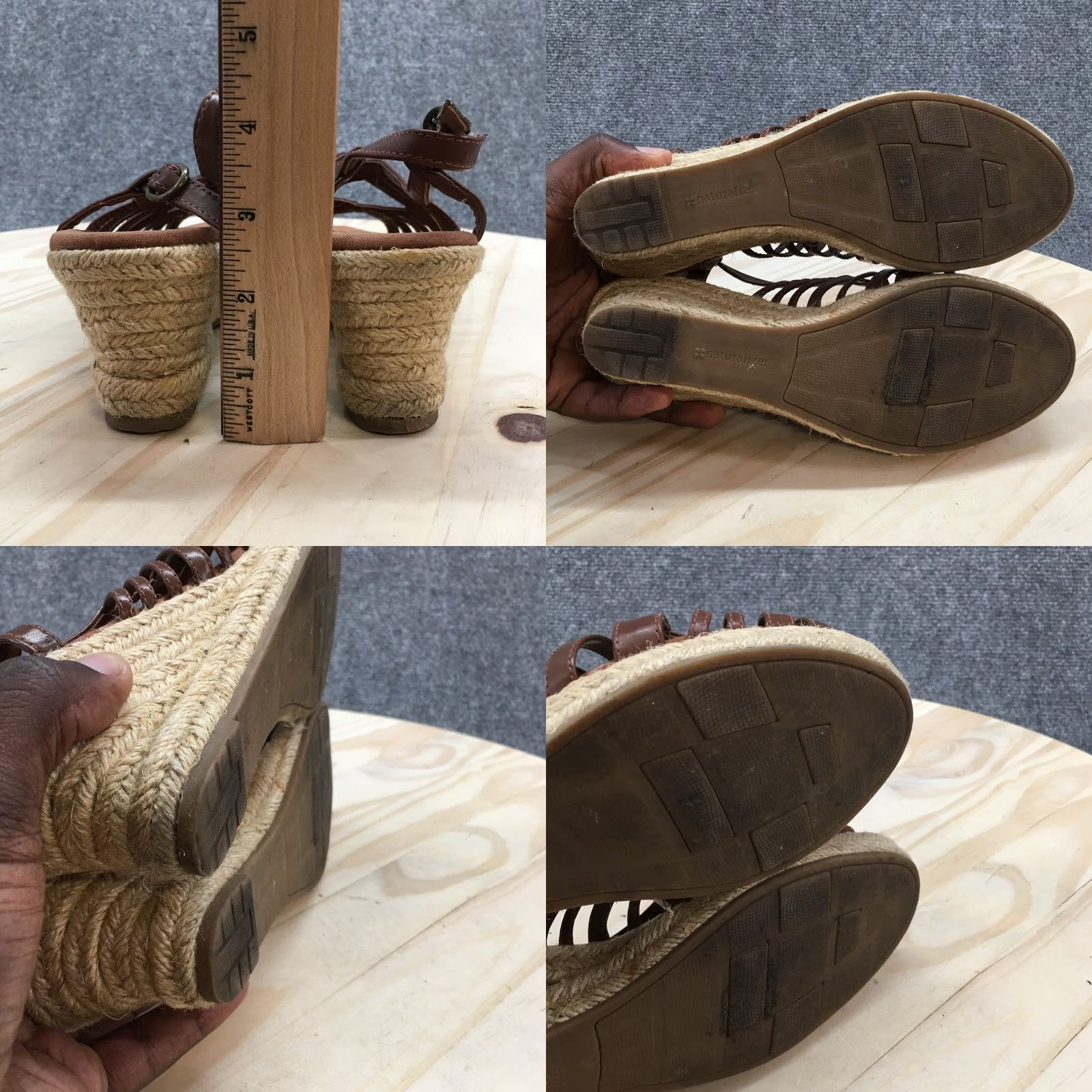 Naturalizer Naturalizer Sandals Womens 8.5 M Espadrille Slingback Brown Leather Wedge Heels Size US 9 / IT 39 - 8 Thumbnail